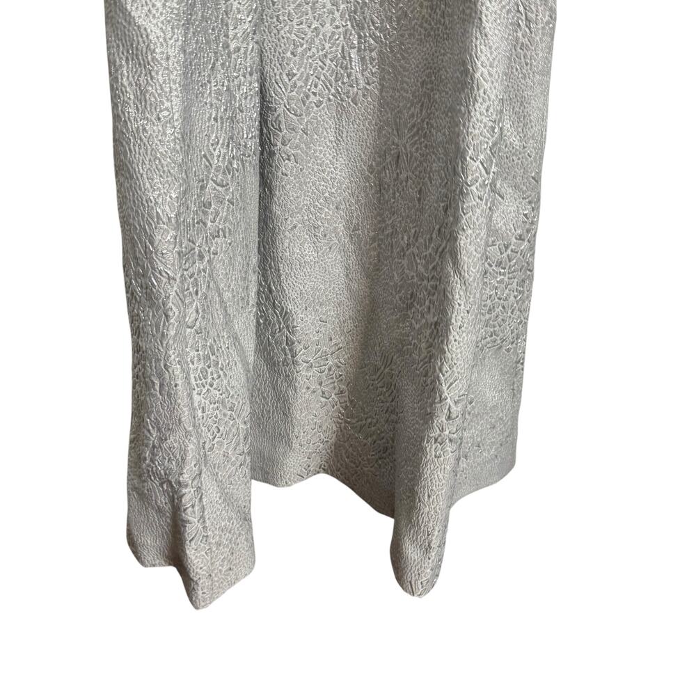 Rickie Freeman Teri Jon Silver Off Shoulder Jacquard Formal Gown 12 - Picture 7 of 10